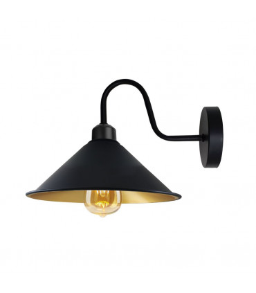Wall lamp Black inner Gold 22cm Vintage Metal Cone Shape Shade E27 Base Socket