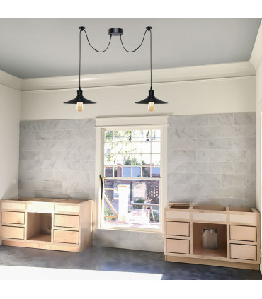 Pendant Light Black Vintage 2 Head Cone Ceiling Pendant Light Fitting