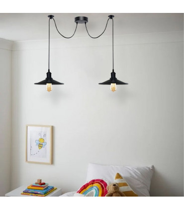Pendant Light Black Vintage 2 Head Cone Ceiling Pendant Light Fitting