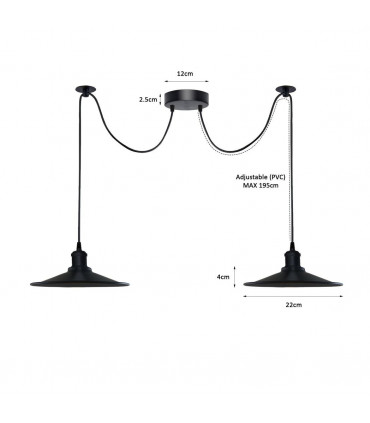 Pendant Light Black Vintage 2 Head Cone Ceiling Pendant Light Fitting