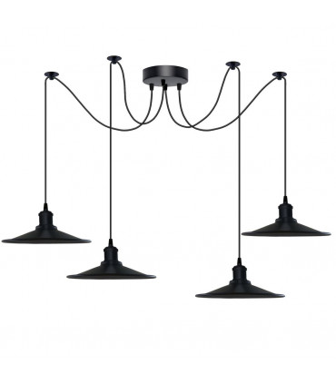 Pendant Light Black Vintage 4 Head Cone shaped shade Ceiling Pendant Light