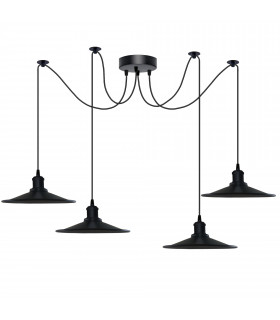 Pendant Light Black Vintage 4 Head Cone shaped shade Ceiling Pendant Light