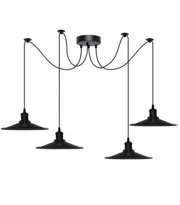 Pendant Light Black Vintage 4 Head Cone shaped shade Ceiling Pendant Light
