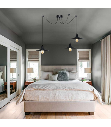 Pendant Light Black Vintage 3 Head Cone Ceiling Pendant Light Fixture