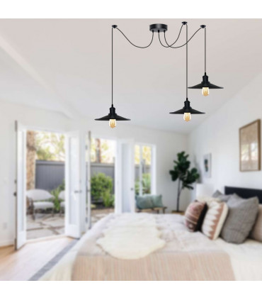 Pendant Light Black Vintage 3 Head Cone Ceiling Pendant Light Fixture