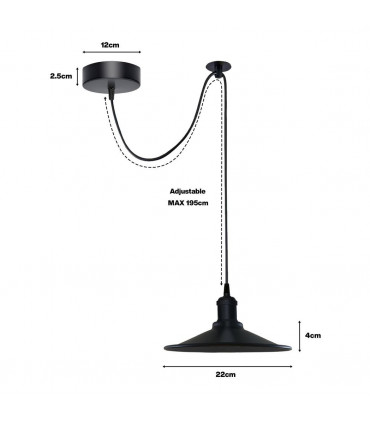 Pendant light Black Vintage 1 Head Cone shaped shade Ceiling Pendant