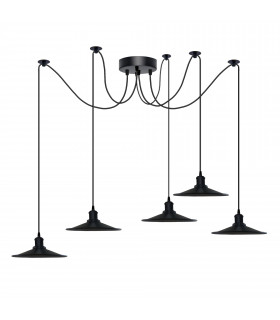 Pendant Light Black  5 Head Cone Ceiling Pendant Light Fitting Adjustable Cord