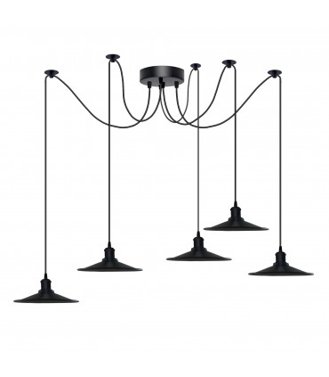 Pendant Light Black  5 Head Cone Ceiling Pendant Light Fitting Adjustable Cord