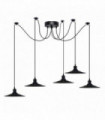 Pendant Light Black  5 Head Cone Ceiling Pendant Light Fitting Adjustable Cord