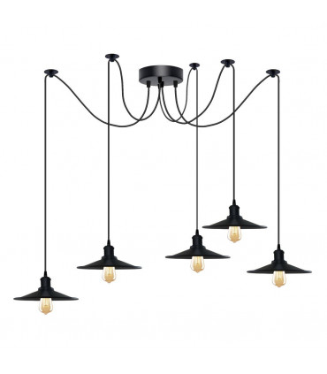 Pendant Light Black  5 Head Cone Ceiling Pendant Light Fitting Adjustable Cord