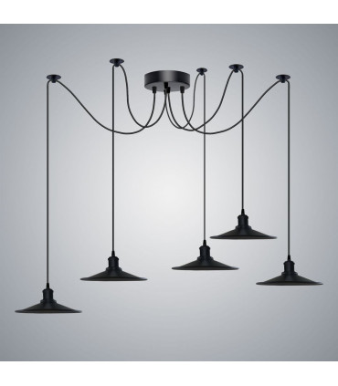Pendant Light Black  5 Head Cone Ceiling Pendant Light Fitting Adjustable Cord