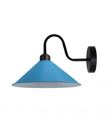 Wall Lamp Blue Metal 22cm Swan Neck Cone Shape Shade E27 Base Socket Screw Type