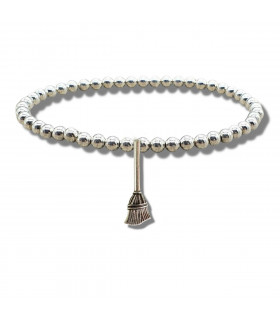 Broom Silver Beaded Bracelet