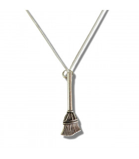Necklace Sterling Silver Broom Charm 30x10x3mm Tibetan Silver Antique Finish