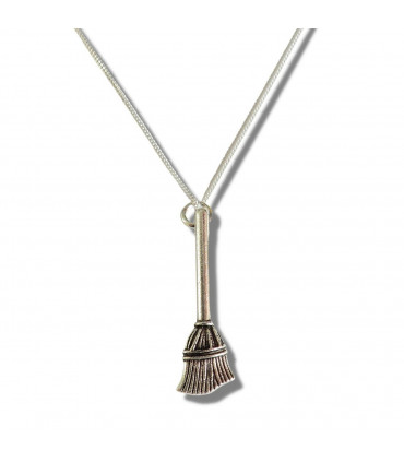 Necklace Sterling Silver Broom Charm 30x10x3mm Tibetan Silver Antique Finish