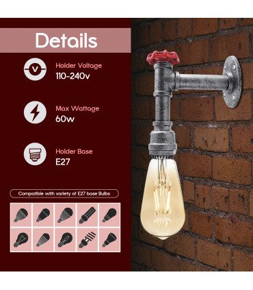 Metal Pendant Light Brushed Silver Vintage Industrial Retro 20x40x30 cm E27 Base