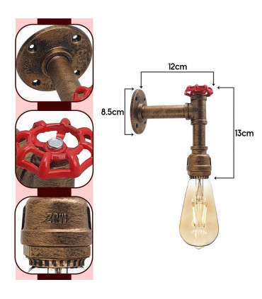 Metal Brushed Copper Vintage Industrial Retro arm Water Pipe Lamp Pendant Light