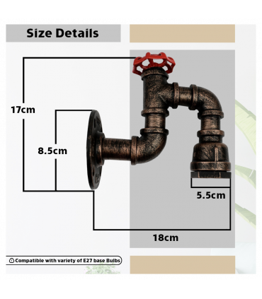 Vintage Retro Wall Light Brushed Copper E27 60W Dimmable Non Dimmable Bulb