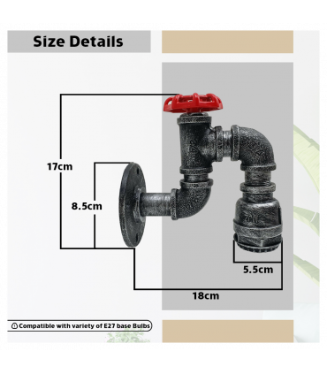 Vintage Retro Lamp WallLight E27 60W Dimmable Non Dimmable Bulb Brushed Silver