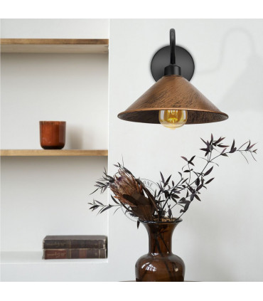 Wall Lamp Metal Vintage 22cm W x 10cm H Brushed Copper Cone Shape Shade