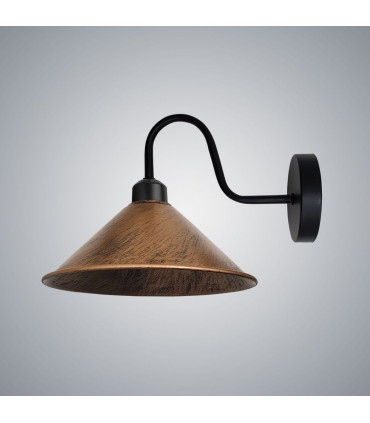 Wall Lamp Metal Vintage 22cm W x 10cm H Brushed Copper Cone Shape Shade