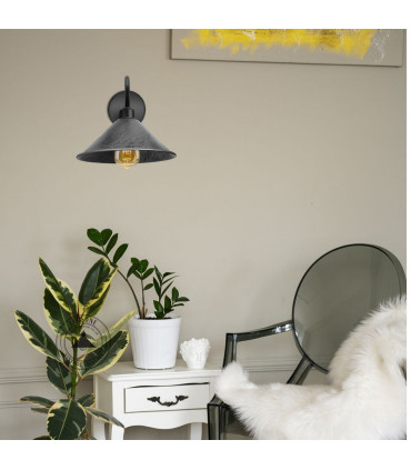 Wall Lamp Brushed Silver 22cm Vintage Metal Swan Neck Cone Shape Shade
