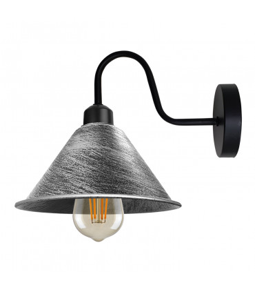 Wall Lamp Brushed Silver Vintage Wall Light Fixture Black E27 Socket 18cm Metal