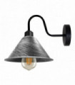 Wall Lamp Brushed Silver Vintage Wall Light Fixture Black E27 Socket 18cm Metal