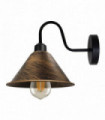 Wall lamp Metal Vintage Brushed Copper Wall Light Fixture Black E27 Cone Shade