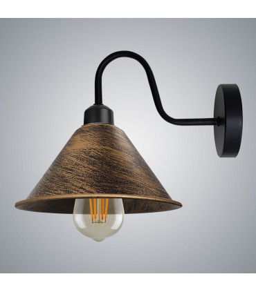 Wall lamp Metal Vintage Brushed Copper Wall Light Fixture Black E27 Cone Shade