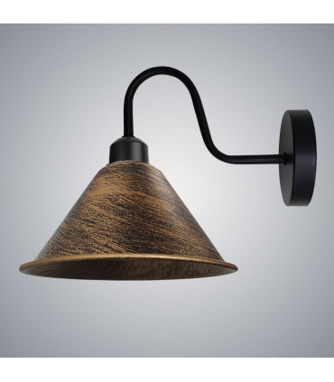 Wall lamp Metal Vintage Brushed Copper Wall Light Fixture Black E27 Cone Shade