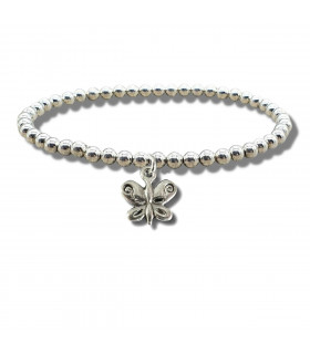 Butterfly Silver Beaded Bracelet