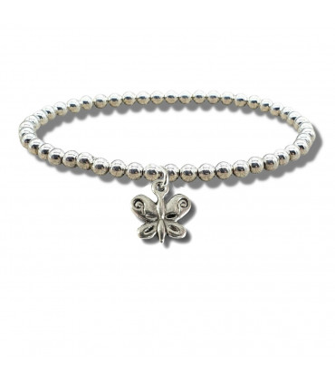 Butterfly Silver Beaded Bracelet