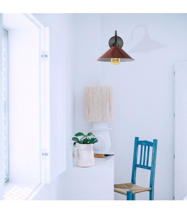 Wall lamp Metal Burgandy 22cm Vintage E27 Base Socket Swan Neck Cone Shape Shade