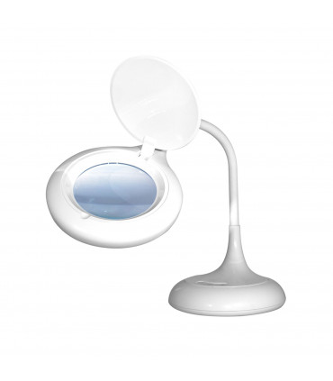 Desk Lamp Magnifier White 52cm Height 3X Magnification Flexible Gooseneck