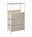 Fabric White 58cmx29cmx103cm Chest of Drawers with 4 Fabric Bins - Home Storage