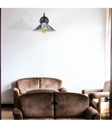 Wall Lamp Chrome Wall Light Fixture Black E27 Base Socket Screw Type 22cm Metal