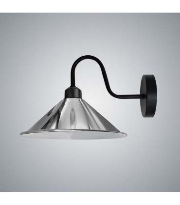 Wall Lamp Chrome Wall Light Fixture Black E27 Base Socket Screw Type 22cm Metal