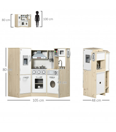Corner Kids Kitchen w/ Sound Light, Phone, Microwave, Oven, Range Hood