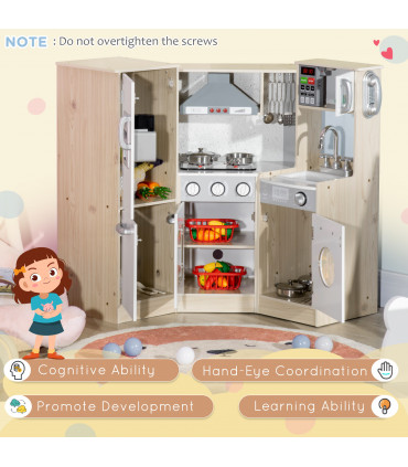 Corner Kids Kitchen w/ Sound Light, Phone, Microwave, Oven, Range Hood