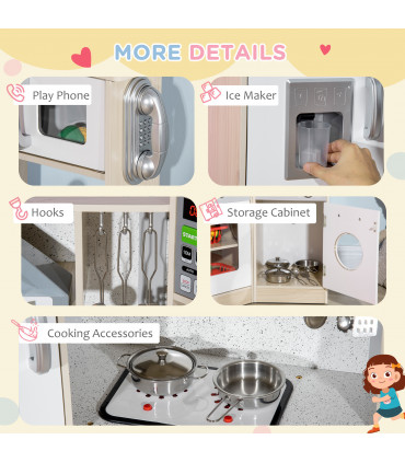 Corner Kids Kitchen w/ Sound Light, Phone, Microwave, Oven, Range Hood