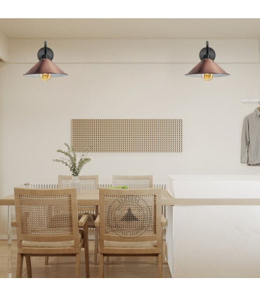 Wall lamp Metal Copper with bulb Black Wall E27 Base Swan Neck Cone Shape Shade