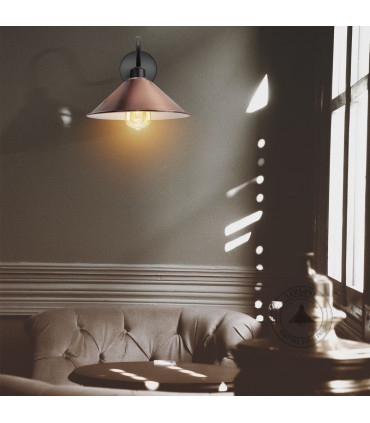 Wall lamp Metal Copper with bulb Black Wall E27 Base Swan Neck Cone Shape Shade