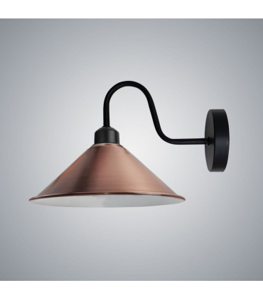 Wall lamp Metal Copper with bulb Black Wall E27 Base Swan Neck Cone Shape Shade