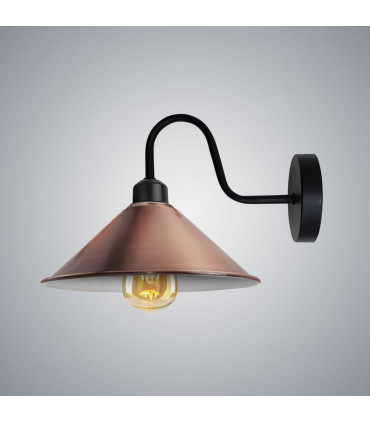 Wall lamp Metal Copper with bulb Black Wall E27 Base Swan Neck Cone Shape Shade
