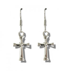 Cross Drop Earrings Silver Plated