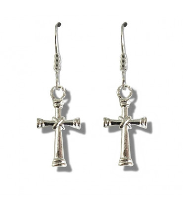 Cross Drop Earrings Silver Plated
