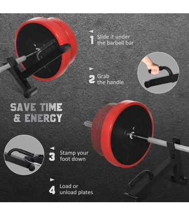 Steel Black 33H x 50L x 12Wcm Deadlift Barbell Jack with Non-Slip