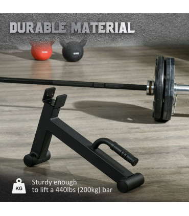 Steel Black 33H x 50L x 12Wcm Deadlift Barbell Jack with Non-Slip