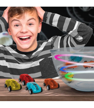 Mini Car Spinner with Flashing Lights, Blue ABS Plastic 5.00 x 11.00 x17.00 cm